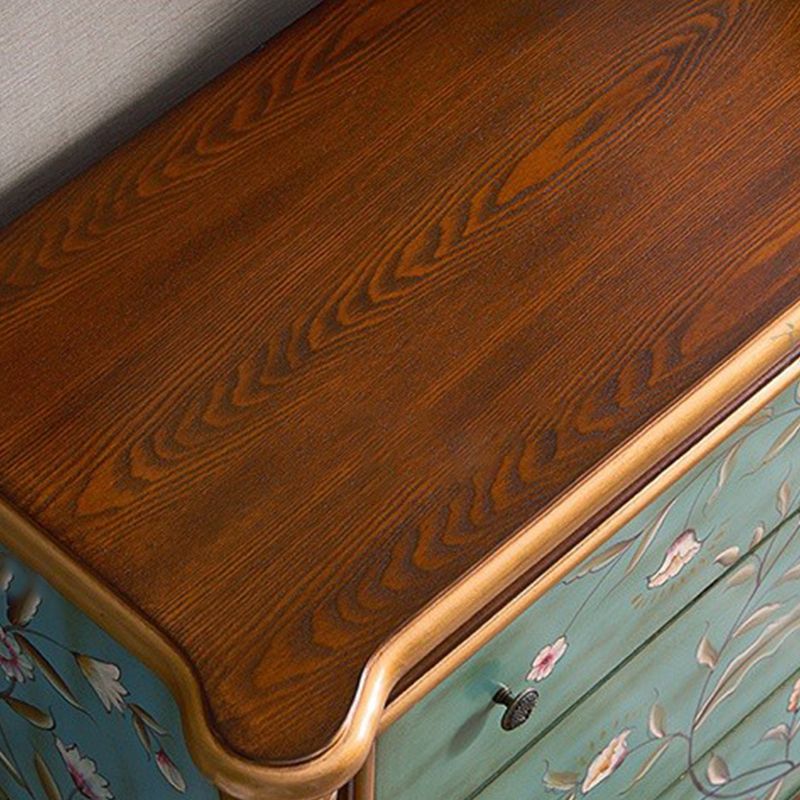 Commode de rangement en bois de commode traditionnelle ornée avec tiroirs pour chambre à coucher