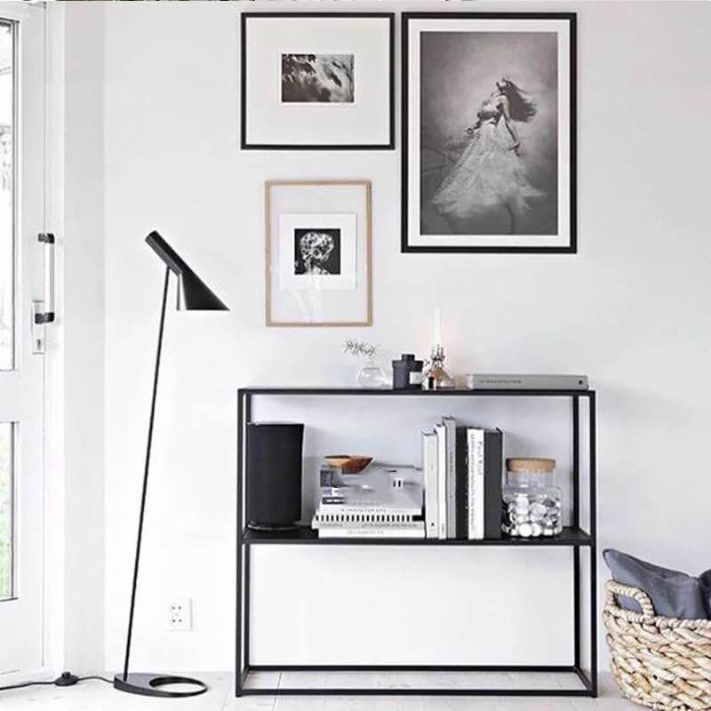 Tavolo da console in acciaio moderno ripiani di vetro rettangolare 10 "W tavolo accento per sala