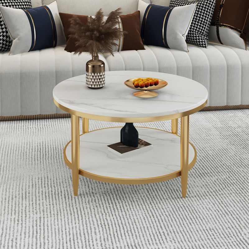 Slate Round Coffee Table Glam 4 Legs Coffee Table with Storage Clearhalo 'Coffee & Accent Tables' 'Coffee Tables' 'coffee_tables' 'furn' 'furn_coffee_tables' 'Furniture' 'Living Room Furniture' 1200x1200_0ded12d8-273a-4267-8dd2-980bc485ee56