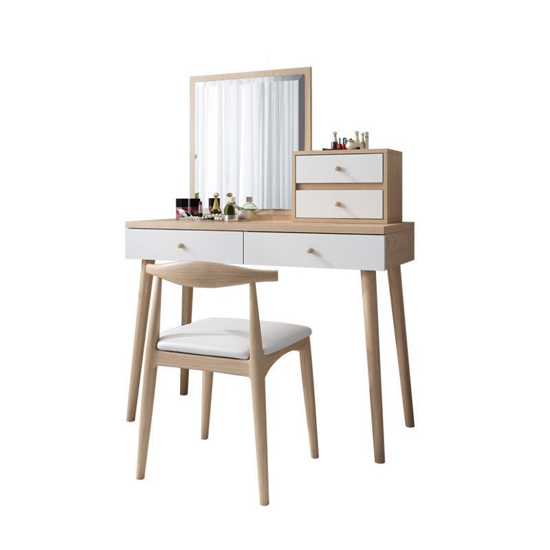 Tocador de maquillaje de dormitorio en tocador de madera de ingeniería nórdica natural