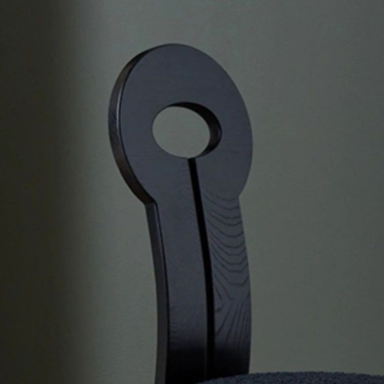 Vaste houten frame zijstoel Slat achterzijde stoel met linnen bekleed