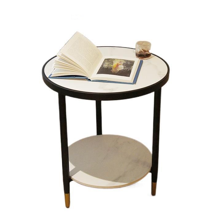 Nightand de table à accent en marbre faux contemporain 22,8 "Table table de nuit de lit avec 2 étagères