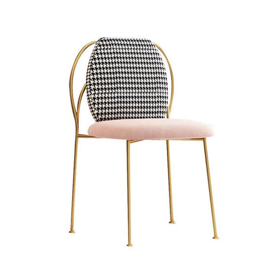 Fabric Dining Side Chair Nordic Style Solid Back Armless Dining Chair