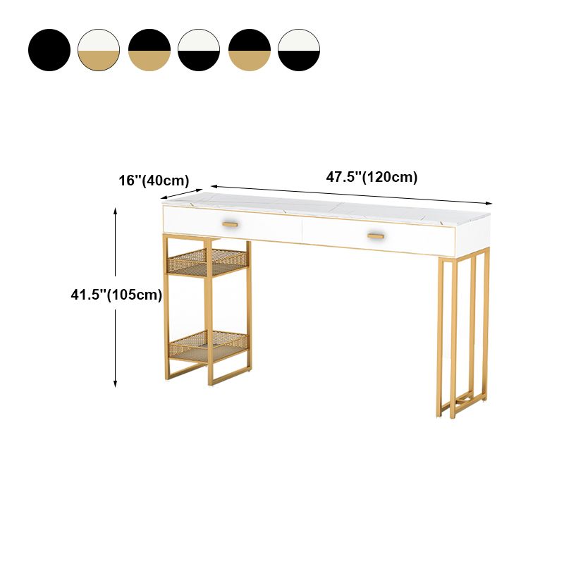 Marble Bistro Bar Desk with Rectangle Table Top White Double Pedestal Table-41.3" H Clearhalo 'Bar Furniture' 'Bar Tables' 'bar_tables' 'furn' 'furn_bar_tables' 'Furniture' 'furniture_bar_tables' 'Kitchen & Dining Furniture' 1200x1200_0df0990e-d38f-4e0f-9f0c-83d771864bbe