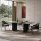 Simplicity Style Rectangle Marble Fixed Dinner Table with Double Pedestal