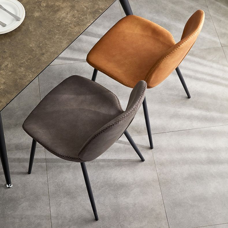 Industrial Design Armless Solid Back Chairs Leather Dining Chairs for Kitchen Clearhalo ' kitchen&dining_furn' 'Dining Chairs' 'Dining Tables & Seating' 'dining_chair' 'furn' 'furn_dining_chair' 'Furniture' 'furniture_dining_chair' 'Kitchen & Dining Furniture' 'kitchen' 1200x1200_0df2e8c8-85f3-4424-9b47-c9e82f39f493