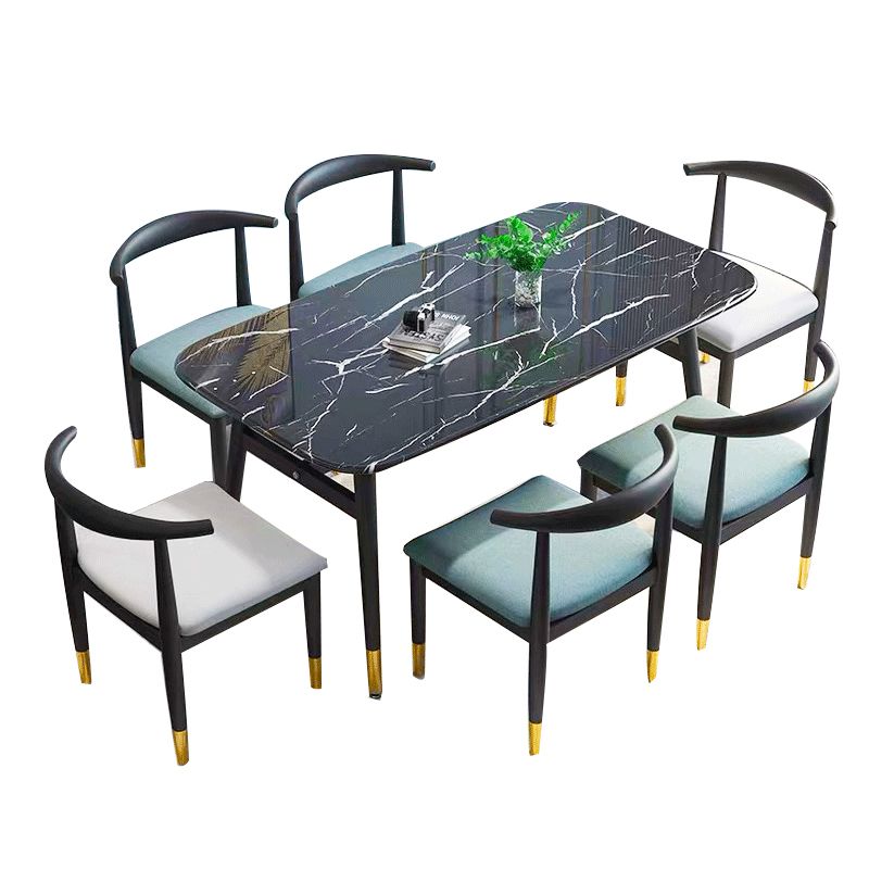 Black Dining Table Rectangle Dining Table for Kitchen Dining Room