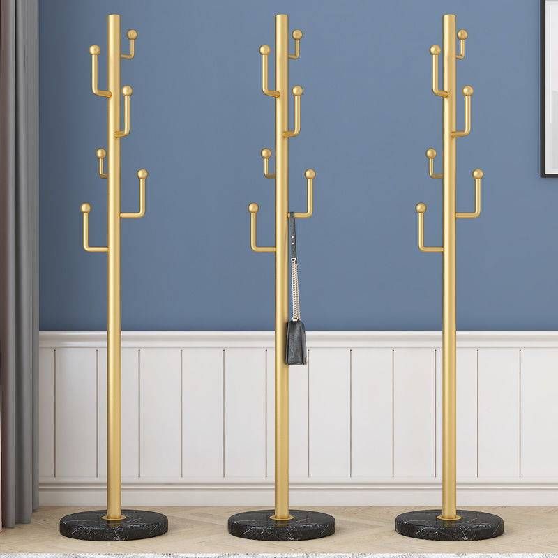 Marble Base Hall Tree Light Luxury Hanger Coat Metal Coat Rack with 6 Hooks Clearhalo 'Entry & Mudroom Furniture' 'furn' 'furn_hall_tree_coat_racks' 'Furniture' 'Hall Trees & Coat Racks' 'hall_tree_coat_racks' 1200x1200_0df375a2-4cbb-4b07-80bd-df7946ed9740