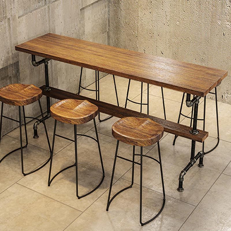 Rectangle Bar Dining Table Contemporary Bar Table with Black Trestle Base Clearhalo 'Bar Furniture' 'Bar Tables' 'bar_tables' 'furn' 'furn_bar_tables' 'Furniture' 'Kitchen & Dining Furniture' 1200x1200_0df52ebb-c9b1-4b56-a0d8-e90e3f96e055