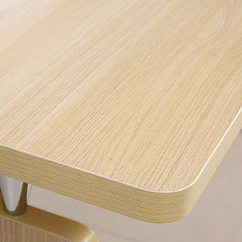 Rectangular Shaped Office Desk Wood with 0/3 Drawers in Natural/Brown