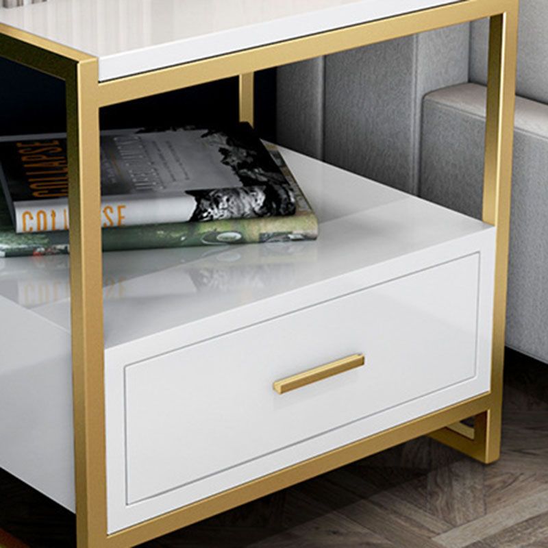 Faux Wood Accent Tisch Nachttisch 19.68 "hoher Glam -Bettschrank