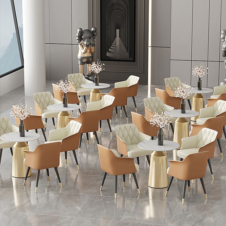 Glam Metal Arm Dining Chair Faux Leather Side Chair for Restaurant Use Clearhalo ' kitchen&dining_furn' 'Dining Chairs' 'Dining Tables & Seating' 'dining_chair' 'furn' 'furn_dining_chair' 'Furniture' 'furniture_dining_chair' 'Kitchen & Dining Furniture' 'kitchen' 1200x1200_0df5d7d4-68c7-4981-8855-9430d3fb689b
