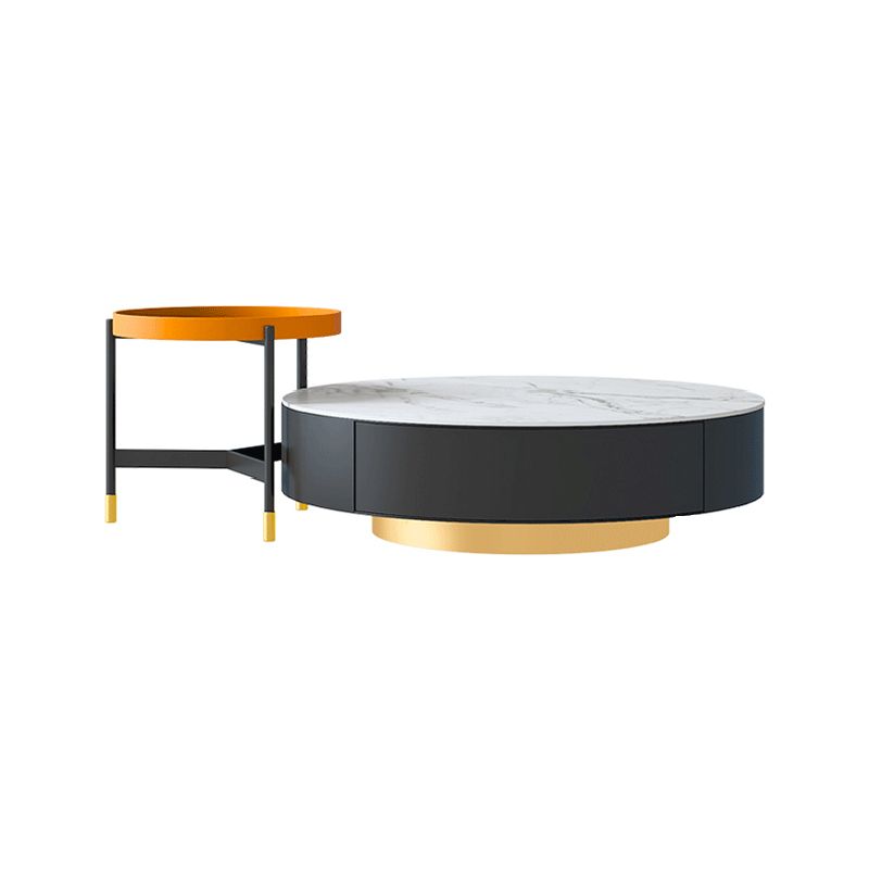 Metal Drum Coffee Table with Storage Round Cocktail Table in Black Clearhalo 'Coffee & Accent Tables' 'Coffee Tables' 'coffee_tables' 'furn' 'furn_coffee_tables' 'Furniture' 'Living Room Furniture' 1200x1200_0df727dd-1d42-42dc-8a5b-e7f72dccfbed