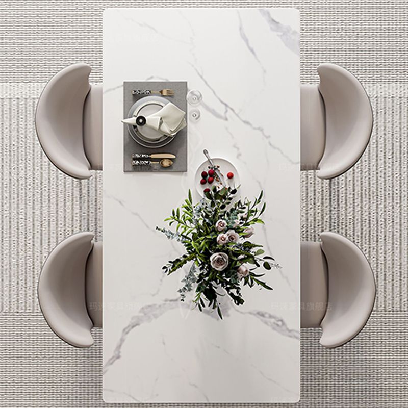 Modern Sintered Stone Top Table Rectangle Table with Metal Base Clearhalo 'Dining Tables & Seating' 'Dining Tables' 'dining_table' 'furn' 'furn_dining_table' 'Furniture' 'Kitchen & Dining Furniture' 1200x1200_0df7c91c-da8d-4fe3-810f-5f4317bfa23b