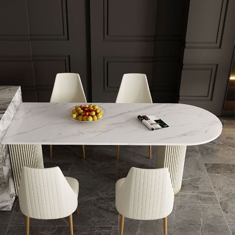 Free Form Sintered Stone Table for Restaurant Luxury White Top Table with Double Pedestal Clearhalo 'Dining Tables & Seating' 'Dining Tables' 'dining_table' 'Furniture' 'furniture_dining_table' 'Kitchen & Dining Furniture' 'kitchen' 'kitchen_dining_table' 1200x1200_0dfc12b8-f5a7-423b-aa0f-8db5050adab7