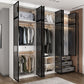 Brown Glass Door Wardrobe for Home Contemporary Hinged Door Storage Cabinet