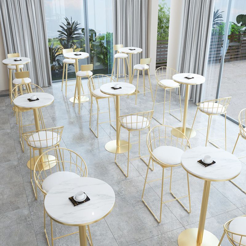 Gold Metal Base Bar Table Glam Round Faux Marble Bar Table for Dining Room Clearhalo 'Bar Furniture' 'Bar Tables' 'bar_tables' 'furn' 'furn_bar_tables' 'Furniture' 'Kitchen & Dining Furniture' 1200x1200_0dfcc501-fe11-4b7c-bc1d-923404e31f5f