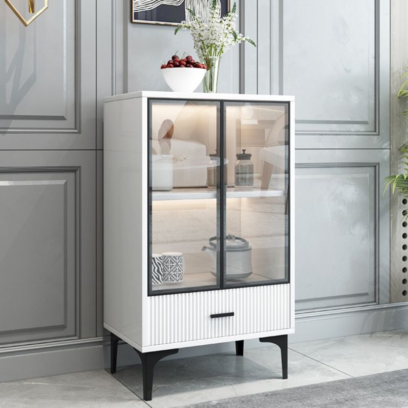 Modern Display Cabinet Faux Wood Storage Cabinet with Glass Doors for Living Room Clearhalo 'Display & China Cabinets' 'display_china_cabinets' 'furn' 'furn_display_china_cabinets' 'Furniture' 'Kitchen & Dining Furniture' 1200x1200_0dfcf9e9-9166-4e1c-a036-f22959e38ac1