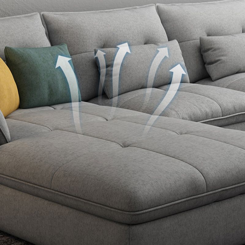 Contemporary Faux Leather Sectional L-Shape Stain-Resistant Dark Gray Sofa