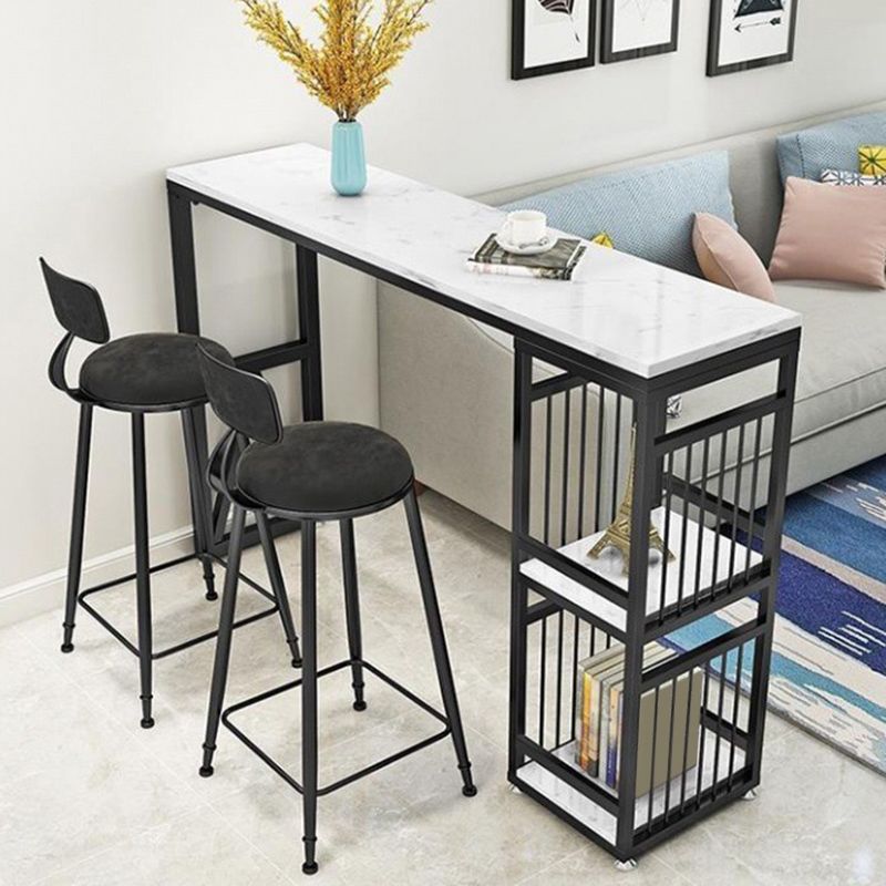 Faux Marble Top Table Glam Bar Height Pub Table with 2 Shelves Clearhalo 'Bar Furniture' 'Bar Tables' 'bar_tables' 'furn' 'furn_bar_tables' 'Furniture' 'Kitchen & Dining Furniture' 1200x1200_0dffc21b-a070-4b29-93a5-8e22bc020630