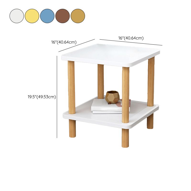Contemporary Wooden Living Room Side Table 2-Tier with Storage