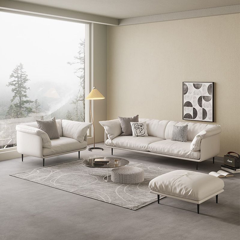 Modern 34.64" H White Genuine Leather Pillow Top Arm Sofa For Living Room Clearhalo 'furn' 'furn_sofas' 'Furniture' 'Living Room Furniture' 'Sofa' 'sofas' 1200x1200_0e007037-c304-4683-8fd9-cf6db4bf0c05