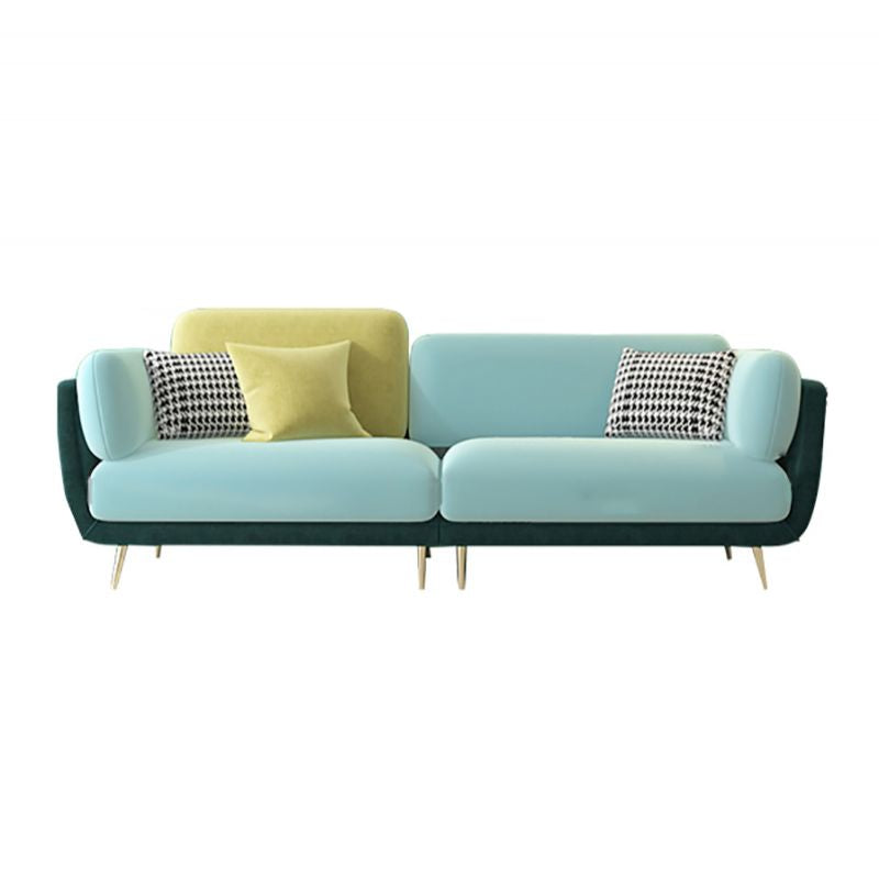 36" High Modern Velvet Square Arm Sofa with 2 Pillows Standard Sofa for Living Room Clearhalo 'furn' 'furn_sofas' 'Furniture' 'furniture_sofas' 'kitchen' 'kitchen_sofas' 'Living Room Furniture' 'Sofa' 'sofas' 1200x1200_0e01879d-6ed3-4231-a547-c8f0ae128a77