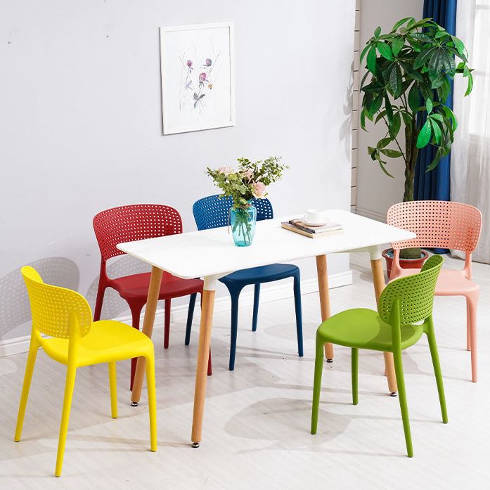 Open Back Dining Side Chair Stacking Plastic Dining Armless Chair
