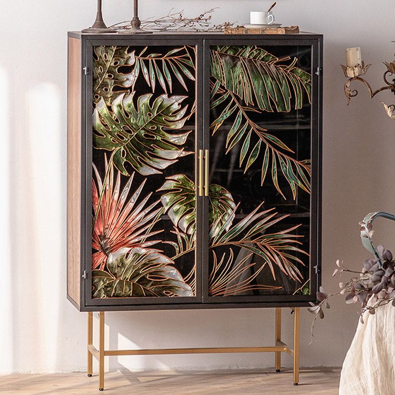 Glam Glass Door Sideboard Engineered Wood Side Board for Kitchen Use Clearhalo 'buffet_sideboard' 'Buffets & Sideboards' 'furn' 'furn_buffet_sideboard' 'Furniture' 'Kitchen & Dining Furniture' 1200x1200_0e0872b9-8c88-4f27-a046-1217849104c3