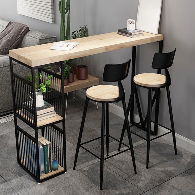 Pine Wood Bar Dining Table Modern Rectangle Bar Table with Double Pedestal for Cafe Clearhalo 'Bar Furniture' 'Bar Tables' 'bar_tables' 'furn' 'furn_bar_tables' 'Furniture' 'furniture_bar_tables' 'Kitchen & Dining Furniture' 1200x1200_0e096a23-545c-47c0-ad3e-0288a03259d1