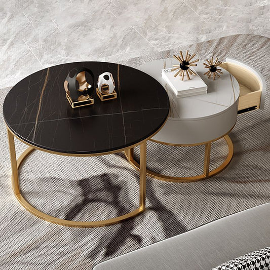 Glam Frame Side Table No Distressing Faux Marble End Table for Bedroom