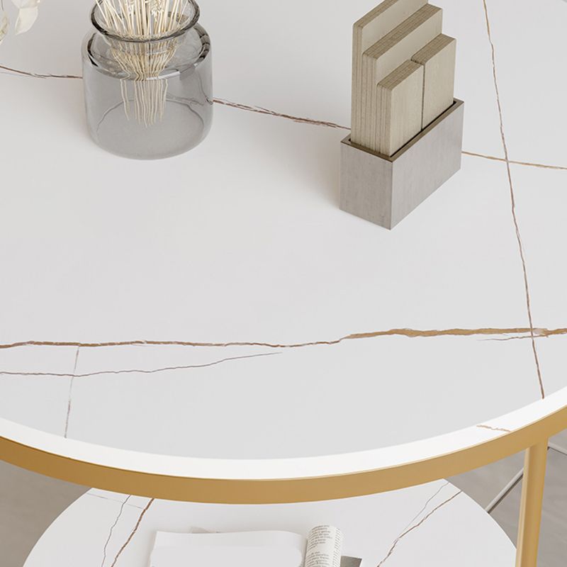 Scaffale per accento il divano in vetro e pietra rotondo e tavolo da tavolo incluso tavolo da estremità - Dia 19.69 "