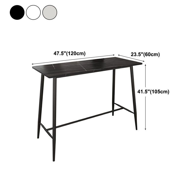Industrial Black Metal Bar Table Faux Marble Rectangle Top Bistro Table - 47" x 23" x 41" Clearhalo 'Bar Furniture' 'Bar Tables' 'bar_tables' 'furn' 'furn_bar_tables' 'Furniture' 'furniture_bar_tables' 'Kitchen & Dining Furniture' 'kitchen&dining_furn' 'kitchen' 1200x1200_0e0b2180-987d-497f-9ce6-36f012318921