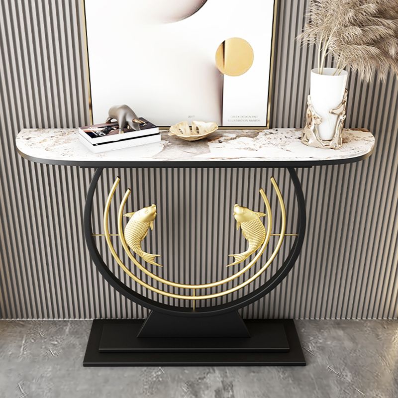 31.5 "H Modern Console Accent Table Acabado antiguo Consola Half Moon