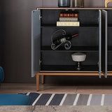 Modern eetbuffet met verstelbare planken Solid Wood Dining Server