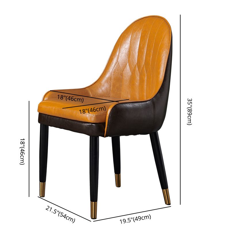 Nordic Glam Style Leather Dining Chair Kitchen Parsons Chair with Wooden Legs Clearhalo ' kitchen&dining_furn' 'Dining Chairs' 'Dining Tables & Seating' 'dining_chair' 'furn' 'furn_dining_chair' 'Furniture' 'furniture_dining_chair' 'Kitchen & Dining Furniture' 'kitchen' 1200x1200_0e0e219b-b4af-462e-b343-4ca32a92c3f5