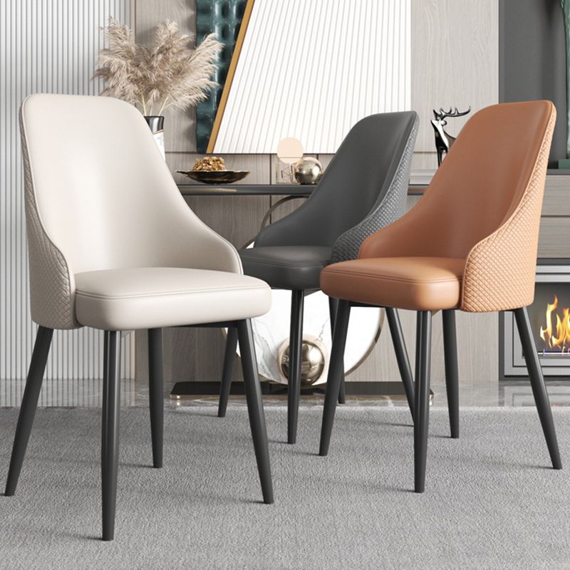 Industrial Style Side Chair Leather Side Dining Chair with Metal Base Clearhalo 'Dining Chairs' 'Dining Tables & Seating' 'dining_chair' 'furn' 'furn_dining_chair' 'Furniture' 'Kitchen & Dining Furniture' 1200x1200_0e0ee546-610f-45db-9dc9-41e2d7c73f7c
