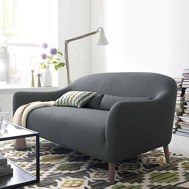 31.5"H Square Arm Linen Solid Color Scandinavian Curved Sofa Clearhalo 'furn' 'furn_sofas' 'Furniture' 'furniture_sofas' 'kitchen' 'kitchen_sofas' 'Living Room Furniture' 'Sofa' 'sofas' 1200x1200_0e113648-8947-48d2-96fd-5811522b290f