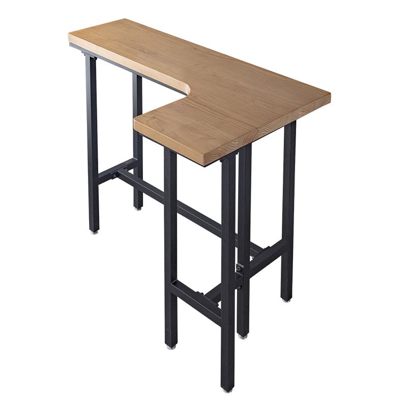 Industrial Black Iron Bar Table Wood Specialty Top 41.3"H Bistro Table for Living Room Clearhalo 'Bar Furniture' 'Bar Tables' 'bar_tables' 'furn' 'furn_bar_tables' 'Furniture' 'furniture_bar_tables' 'Kitchen & Dining Furniture' 1200x1200_0e130f6c-57a7-4a69-8b11-cee6eafa4e9a