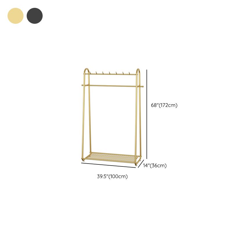 Glam Coat Rack Metal Framed Hanging Rail and Lower Shelf Coat Hanger Clearhalo 'Entry & Mudroom Furniture' 'furn' 'furn_hall_tree_coat_racks' 'Furniture' 'Hall Trees & Coat Racks' 'hall_tree_coat_racks' 1200x1200_0e136ae8-9c70-4e62-bdf3-8ef531473684