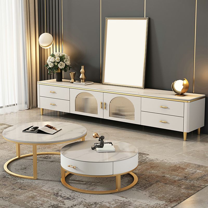 Stone Media Console TV Stand Modern TV Stand Console with Legs Clearhalo 'furn' 'furn_tv_stands_entertainment_centers' 'Furniture' 'Living Room Furniture' 'TV Stands & Entertainment Centers' 'TV Stands & Media Storage Furniture' 'tv_stands_entertainment_centers' 1200x1200_0e149a31-0252-424c-9a8c-b6a1e82c8d6d