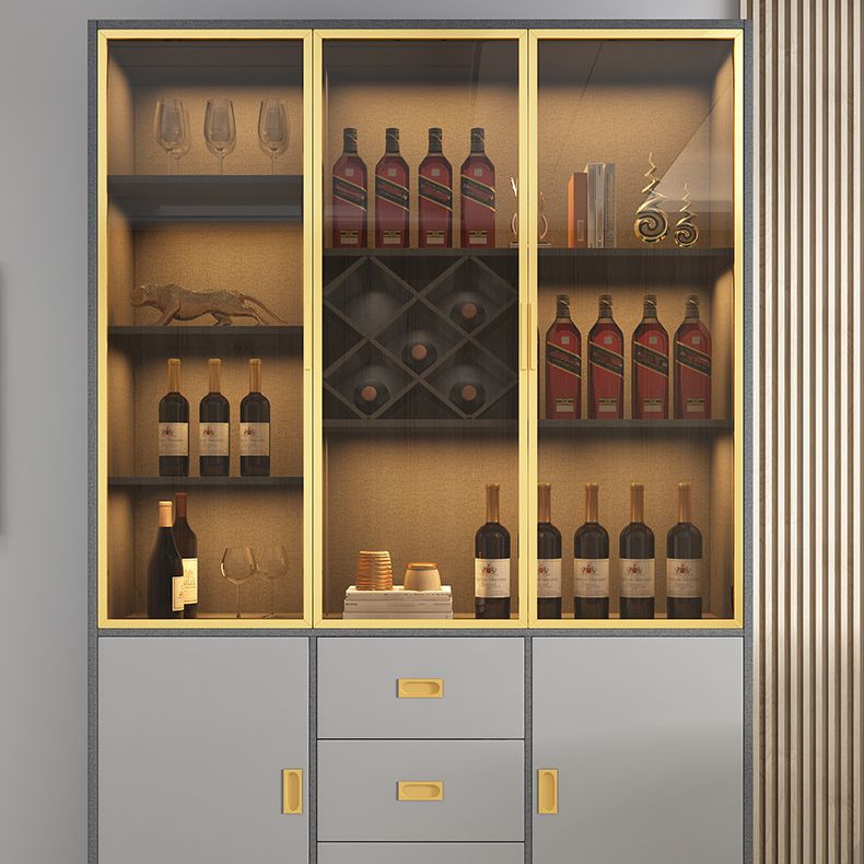 Glam Dining Room Sideboard Buffet Glass Cabinets with Storage Clearhalo 'buffet_sideboard' 'Buffets & Sideboards' 'furn' 'furn_buffet_sideboard' 'Furniture' 'Kitchen & Dining Furniture' 1200x1200_0e156598-2d69-4e24-8848-05b9b5509df7