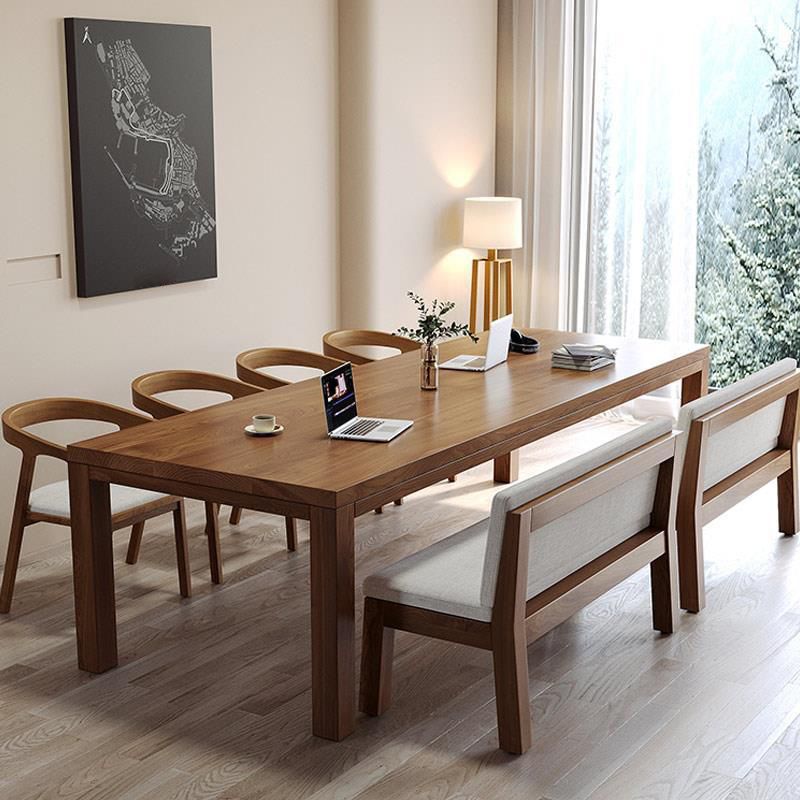 Mesa de comedor moderna de madera maciza, mesa de comedor de 4 patas para comedor