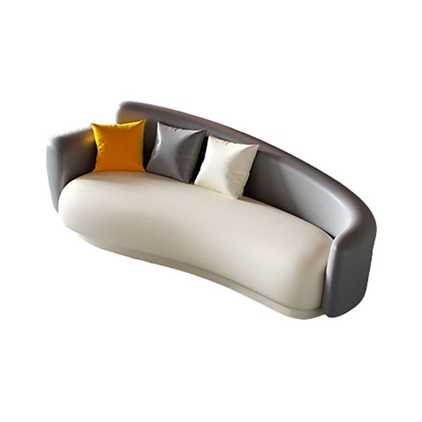 Sofá contemporáneo de brazo cuadrado de cuero de forma gris para sala de estar para sala de estar