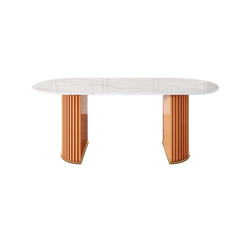 Traditional Luxury Oval Dining Table White Stone Top Dinette Table for Home Clearhalo 'Dining Tables & Seating' 'Dining Tables' 'dining_table' 'furn' 'furn_dining_table' 'Furniture' 'Kitchen & Dining Furniture' 1200x1200_0e18e769-69a9-42f2-b471-a815e1700607