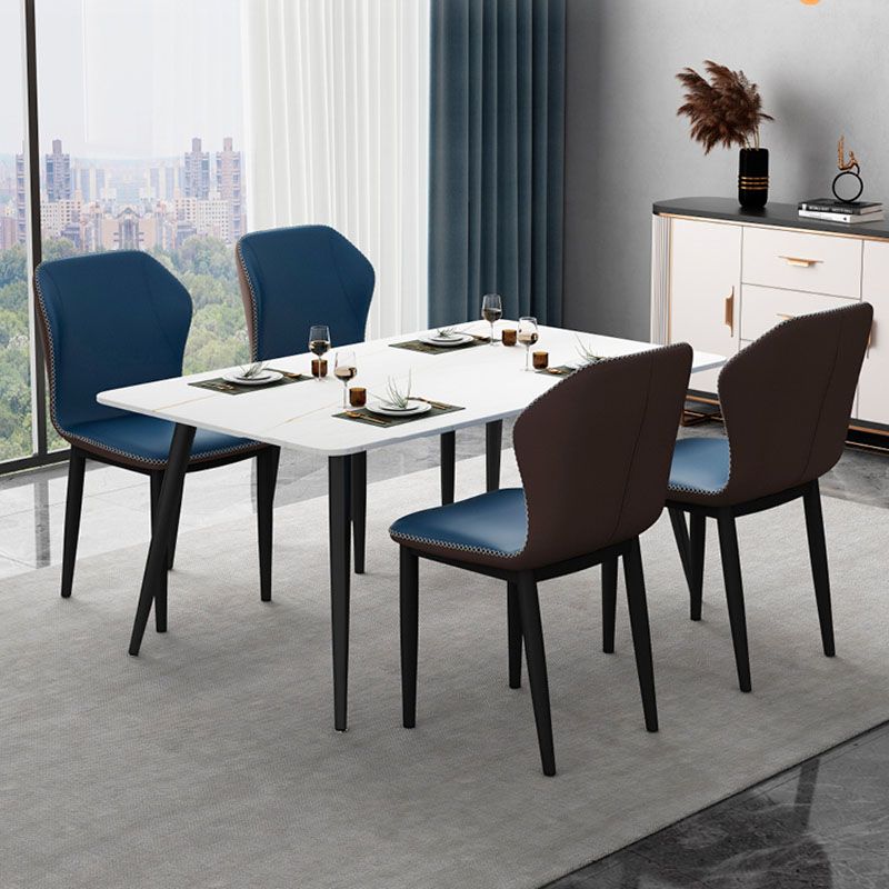 Contemporary Style Dining Chair Kitchen Armless Wingback Chair with Metal Legs Clearhalo 'Dining Chairs' 'Dining Tables & Seating' 'dining_chair' 'furn' 'furn_dining_chair' 'Furniture' 'furniture_dining_chair' 'Kitchen & Dining Furniture' 1200x1200_0e19b044-c5eb-457f-8aab-80c5e3cd8364