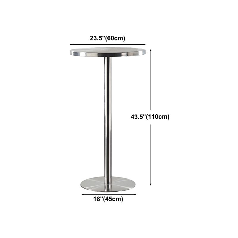 Modern Silver Metal Counter Table with Round Table Top Silver Pedestal Table Clearhalo 'Bar Furniture' 'Bar Tables' 'bar_tables' 'furn' 'furn_bar_tables' 'Furniture' 'furniture_bar_tables' 'Kitchen & Dining Furniture' 1200x1200_0e1d1967-156e-49ab-bec4-127600b3457b