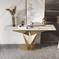 Glam Rectangle Console Table with Stain Resistant Stone for Hall