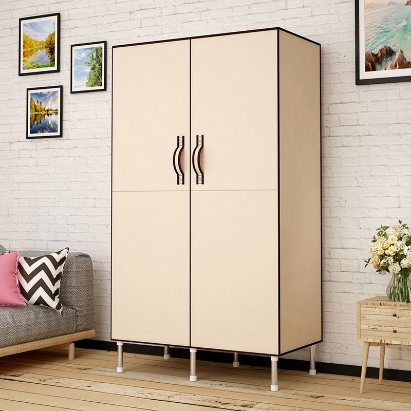 Metal and Fabric Wardrobe Industrial Style Minimalist Rectangular Bedroom Wardrobe Closet Clearhalo 'Armoires & Wardrobes' 'armoires_wardrobes' 'Bedroom Furniture' 'furn' 'furn_armoires_wardrobes' 'Furniture' 1200x1200_0e202b53-6eec-4981-b928-8e0ff0282f6d