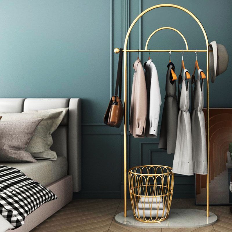 Hall Tree con ganci e cesto splendido supporto per la sala metallica in oro